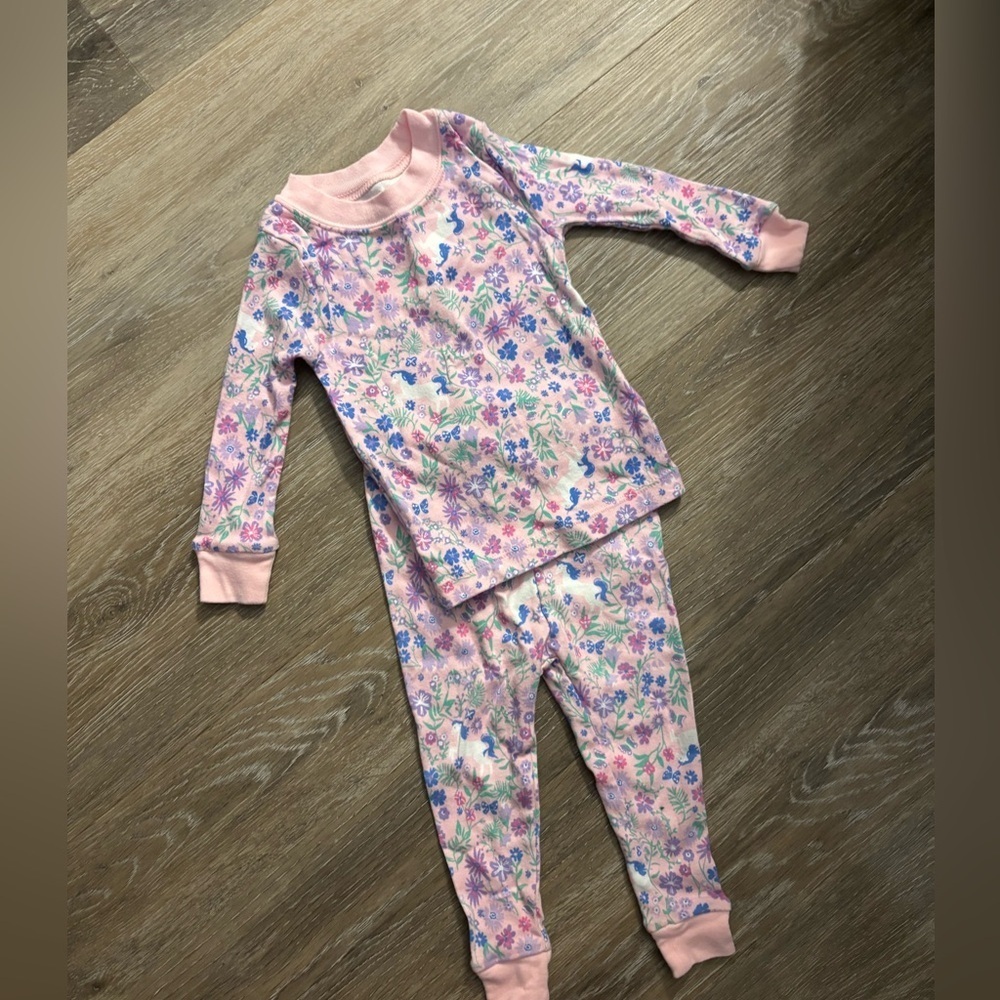 Wonder Nation Floral/ Unicorn Pink Kids Pajamas Sz 12M